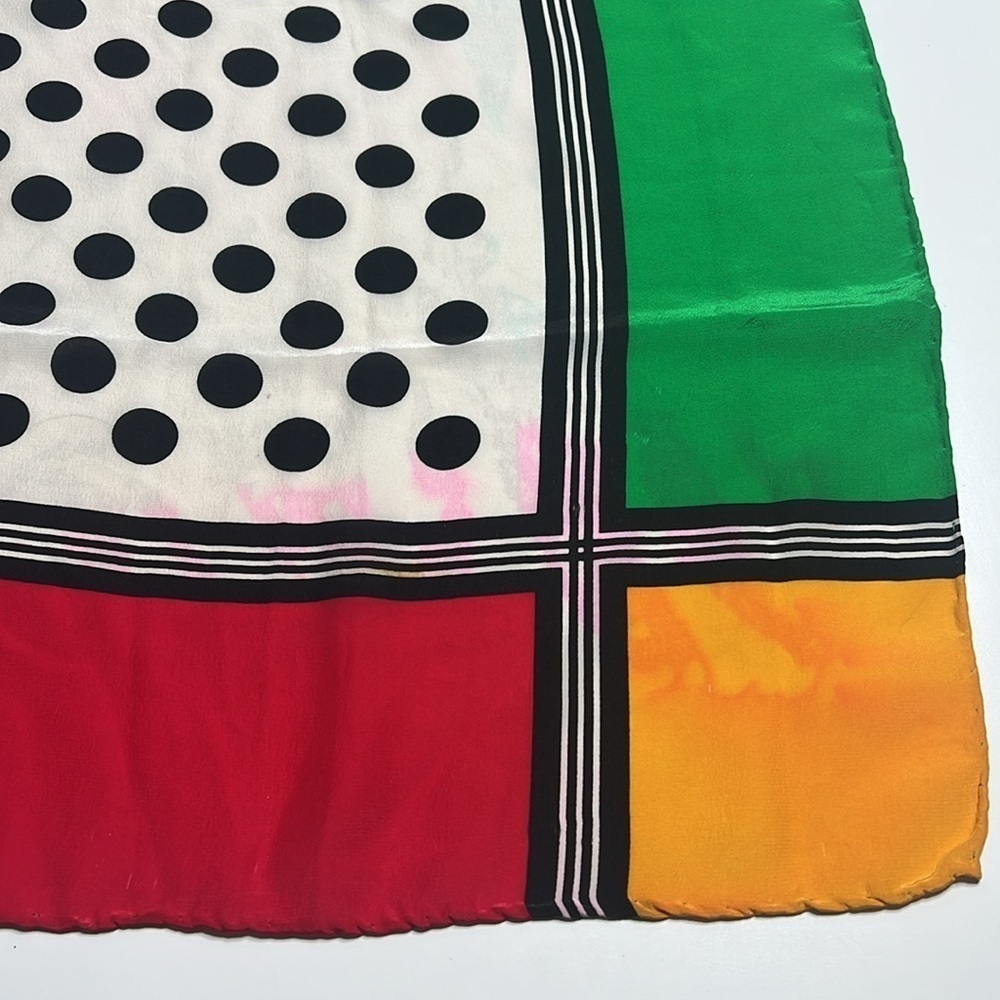 Yves Saint Laurent YSL Vintage 30” Color Block Silk Scarf with Rolled Edges - Picture 4 of 6